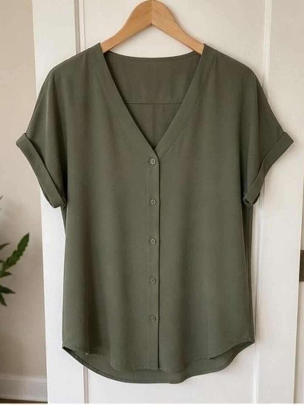 Olive Tie Neck Blouse